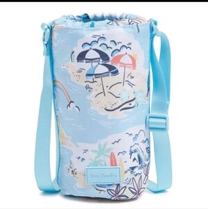 Vera Bradley Blue Crossbody Bag Water Bottle Cooler Canvas NWOT Beach Theme